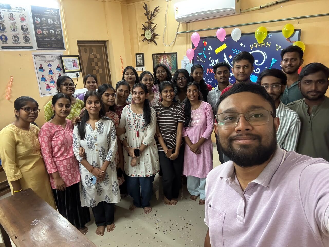 Students celebrating together after class